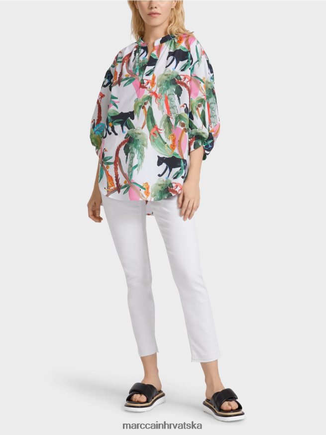 prljavo bijela Marc Cain pamučna bluza u animal dizajnu odjeća 4D66P4927