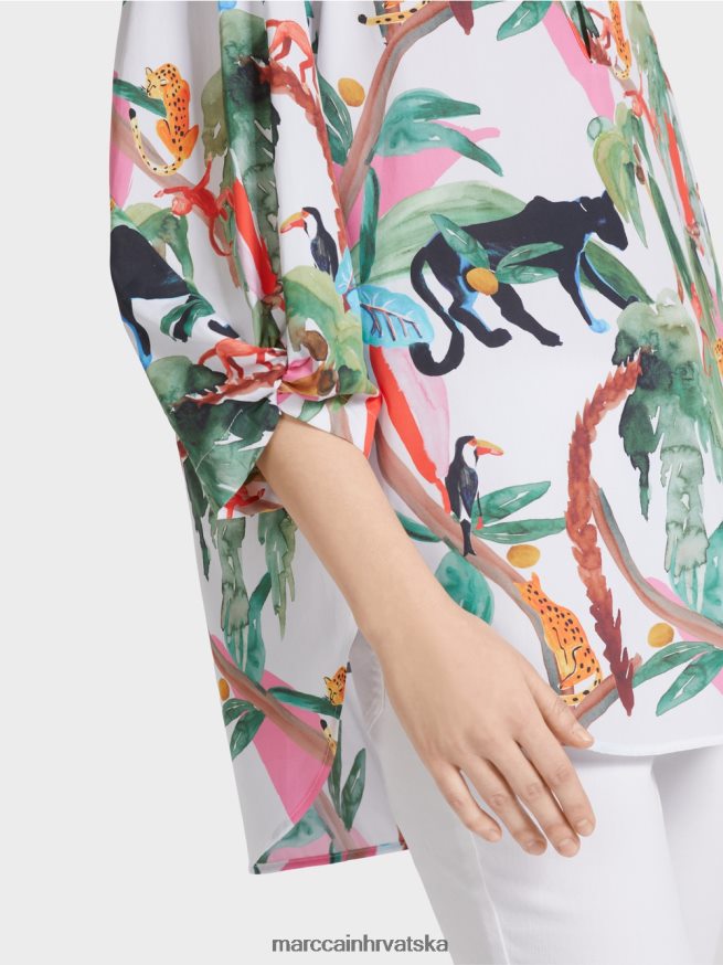 prljavo bijela Marc Cain pamučna bluza u animal dizajnu odjeća 4D66P4927