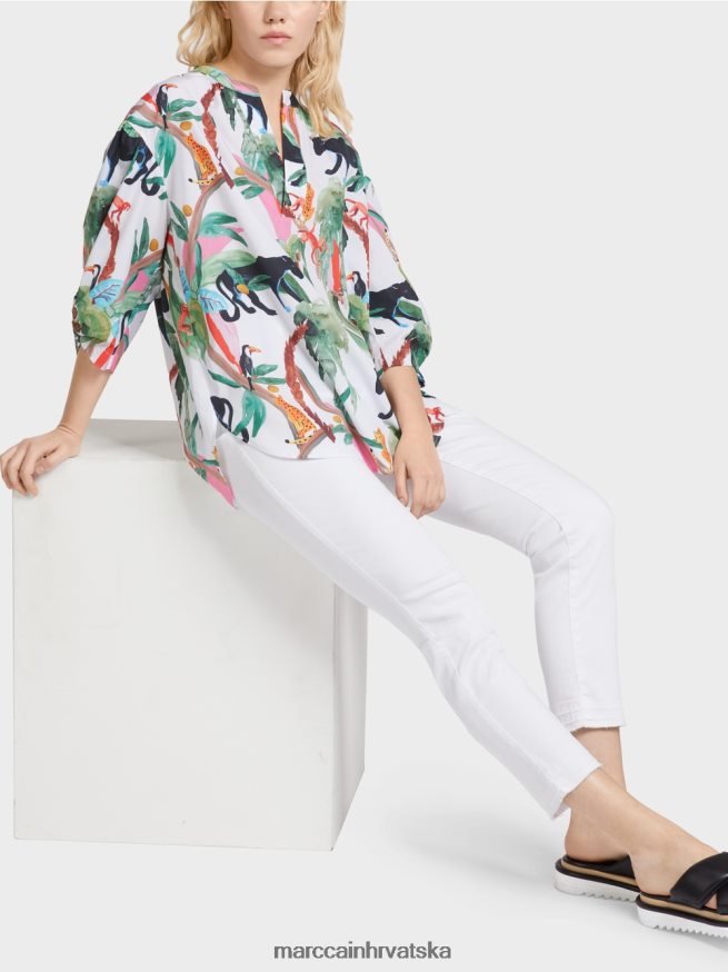 prljavo bijela Marc Cain pamučna bluza u animal dizajnu odjeća 4D66P4927