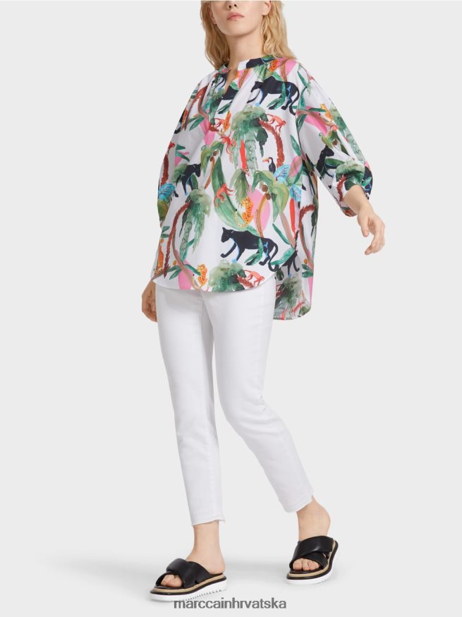prljavo bijela Marc Cain pamučna bluza u animal dizajnu odjeća 4D66P4927