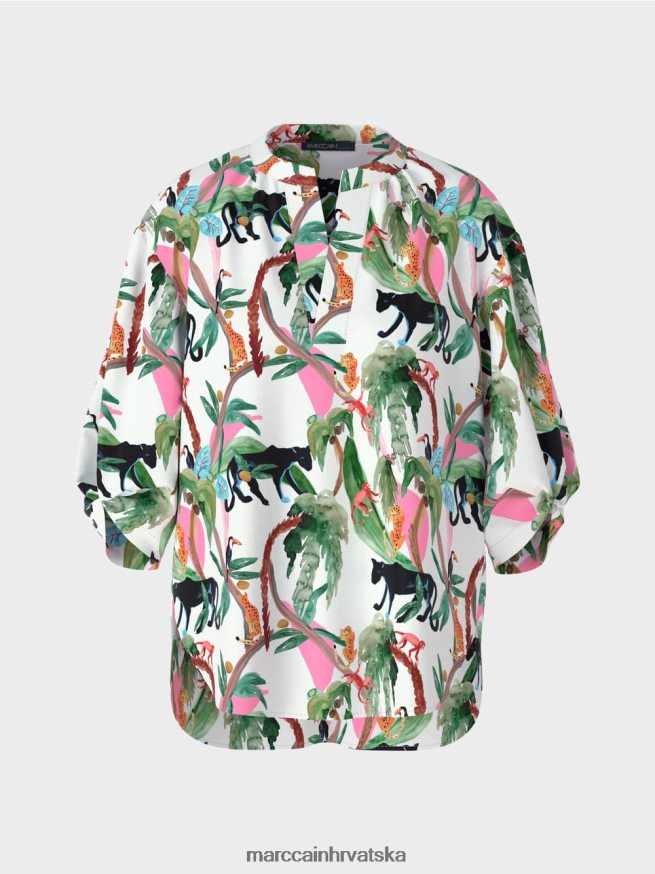 prljavo bijela Marc Cain pamučna bluza u animal dizajnu odjeća 4D66P4927