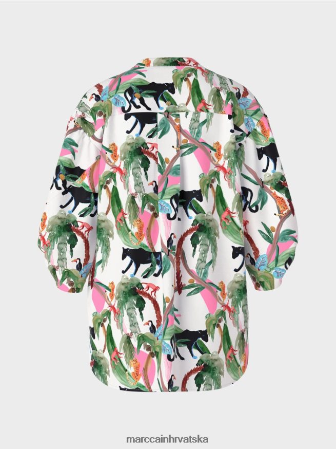 prljavo bijela Marc Cain pamučna bluza u animal dizajnu odjeća 4D66P4927