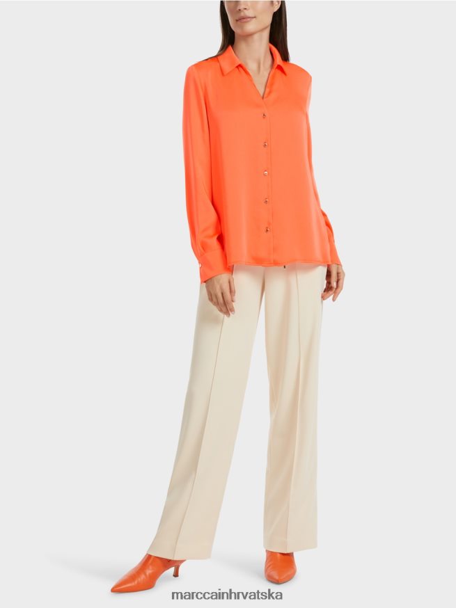 svijetli koralj Marc Cain klasična košulja bluza s v izrezom odjeća 4D66P4861