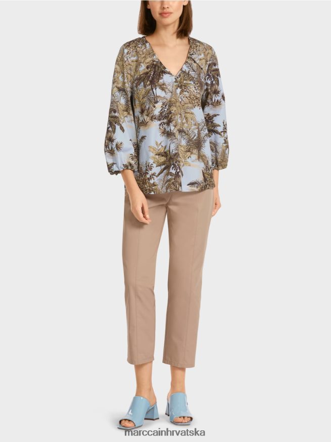 svijetlo puder plava Marc Cain gornji dio u stilu bluze s motivom palme odjeća 4D66P4965