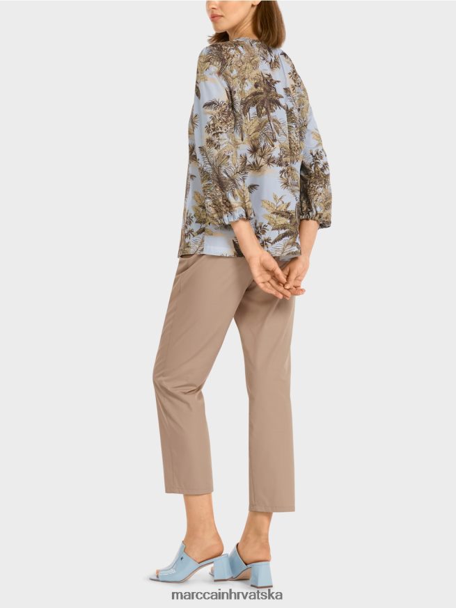 svijetlo puder plava Marc Cain gornji dio u stilu bluze s motivom palme odjeća 4D66P4965