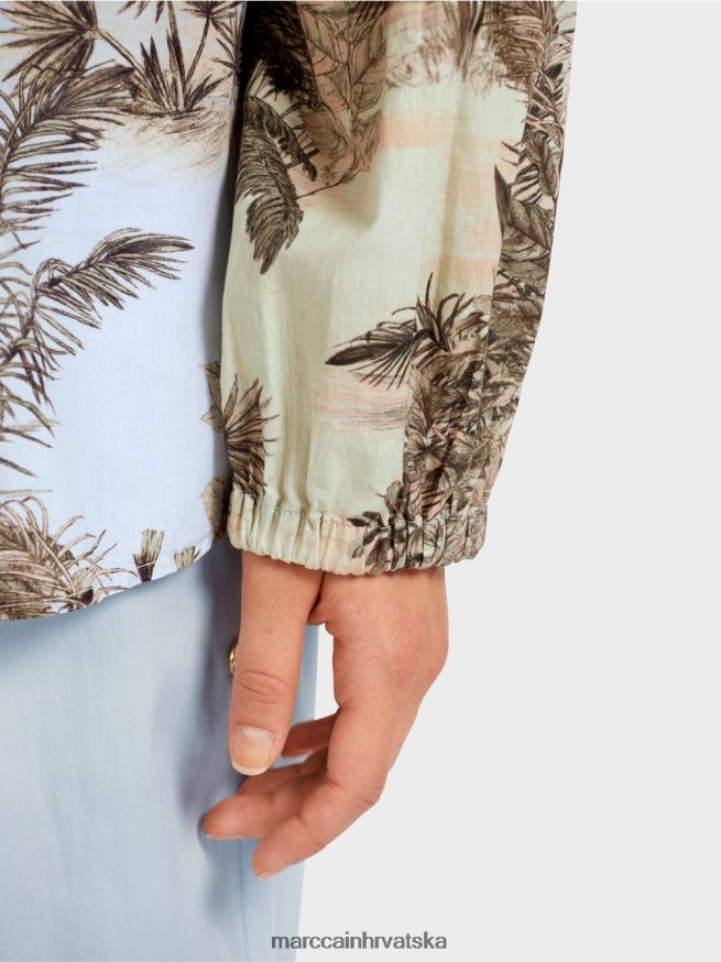 svijetlo puder plava Marc Cain raglan bluza s motivom palme odjeća 4D66P4963
