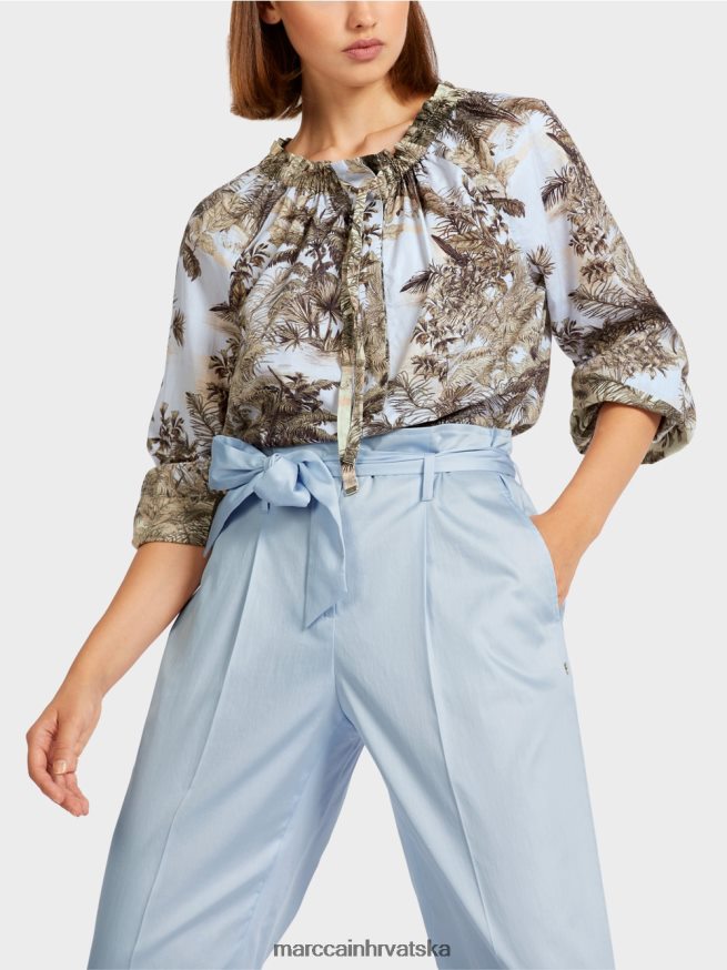 svijetlo puder plava Marc Cain raglan bluza s motivom palme odjeća 4D66P4963