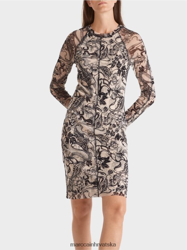 bademov cvijet Marc Cain elastična haljina od tila koja grli tijelo odjeća 4D66P41