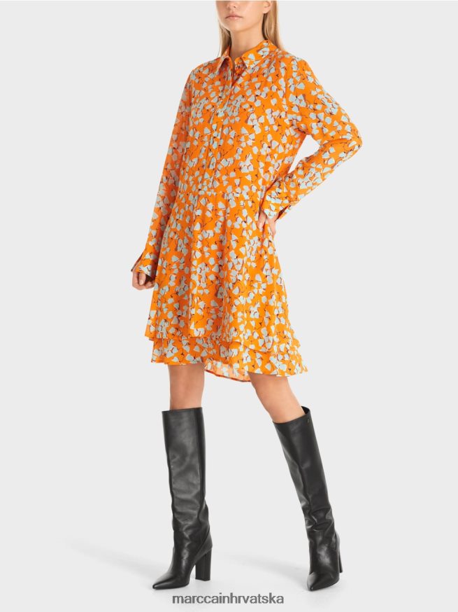 bistra narančasta Marc Cain haljina košulja s volanima odjeća 4D66P4141