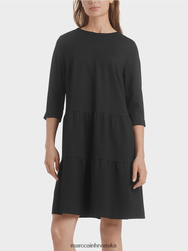 crno Marc Cain haljina od žerseja s višestrukim volanima odjeća 4D66P4145