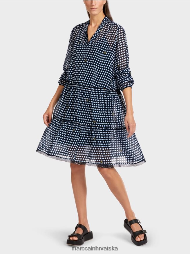 crno Marc Cain točkasta haljina od krepa od viskoze odjeća 4D66P4120
