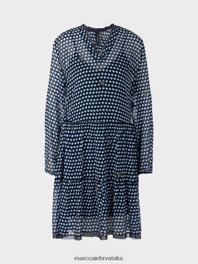 crno Marc Cain točkasta haljina od krepa od viskoze odjeća 4D66P4120
