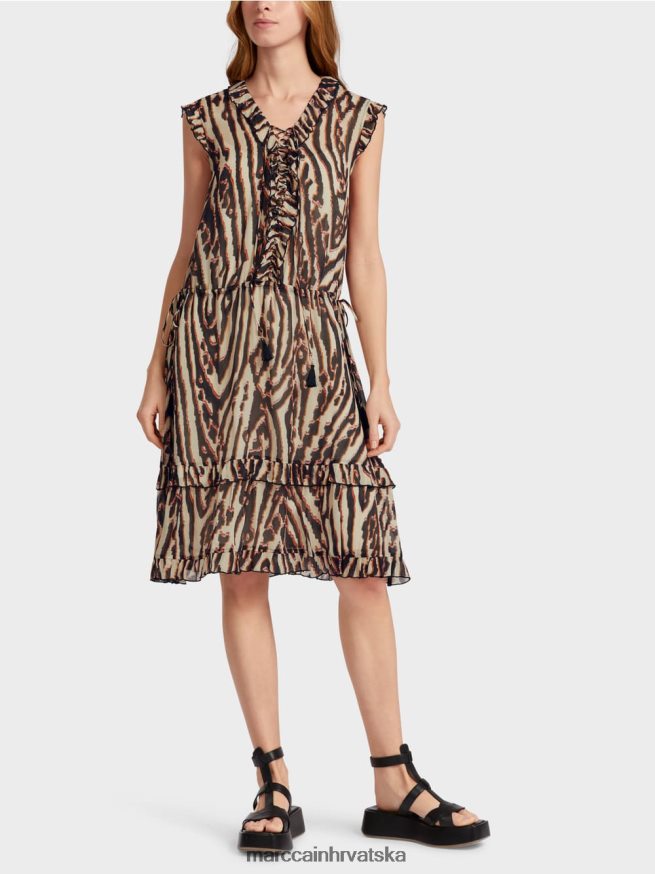 duboka crvena Marc Cain kratka haljina od krepa od viskoze odjeća 4D66P459