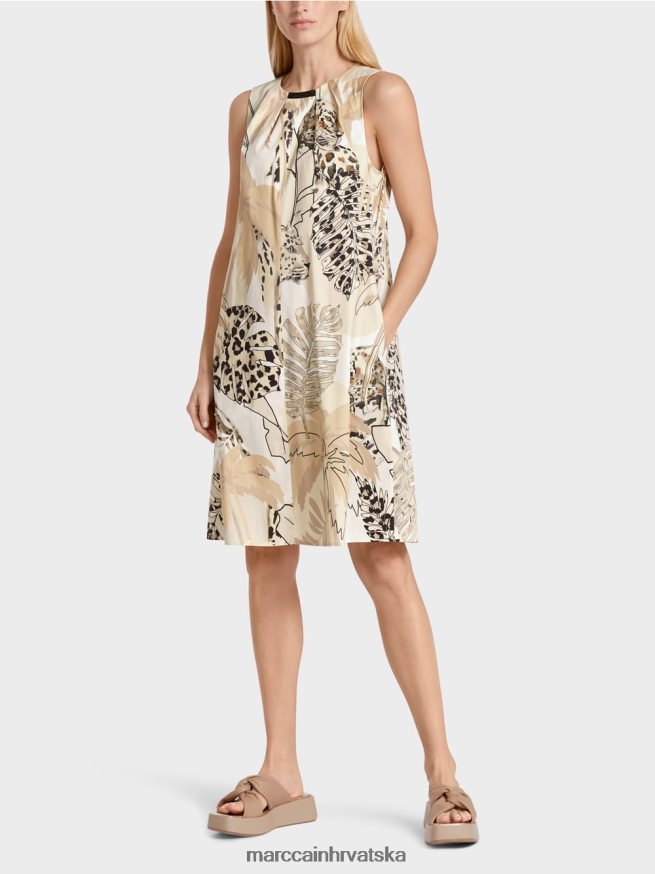 duboki pijesak Marc Cain kratka platna haljina s cvjetnim uzorkom odjeća 4D66P489