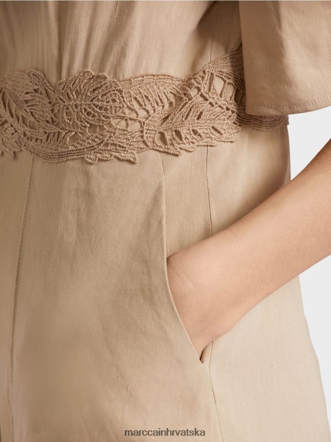 duboki pijesak Marc Cain pripijena lanena haljina odjeća 4D66P484