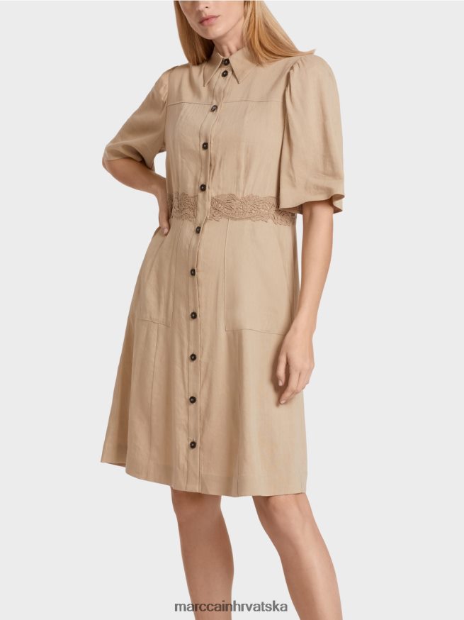 duboki pijesak Marc Cain pripijena lanena haljina odjeća 4D66P484