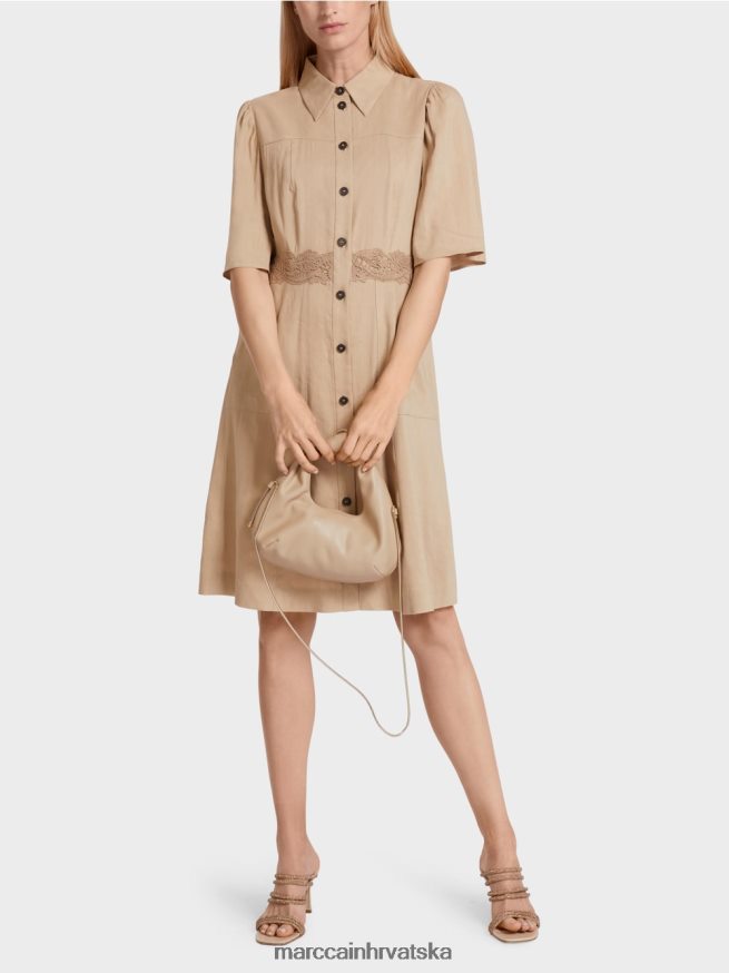 duboki pijesak Marc Cain pripijena lanena haljina odjeća 4D66P484