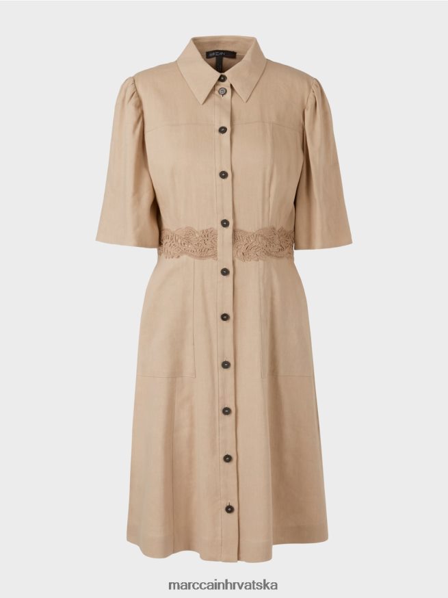 duboki pijesak Marc Cain pripijena lanena haljina odjeća 4D66P484