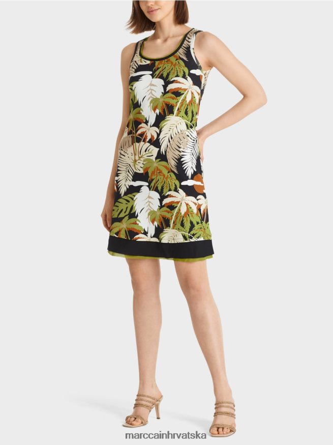 duboko maslinasto zelena Marc Cain haljina s printom dlana odjeća 4D66P496