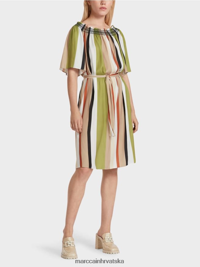 duboko maslinasto zelena Marc Cain raglan haljina s okomitim prugama odjeća 4D66P487