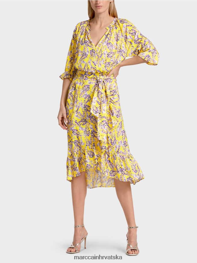 limun zelena Marc Cain haljina s printom i efektom omota odjeća 4D66P475