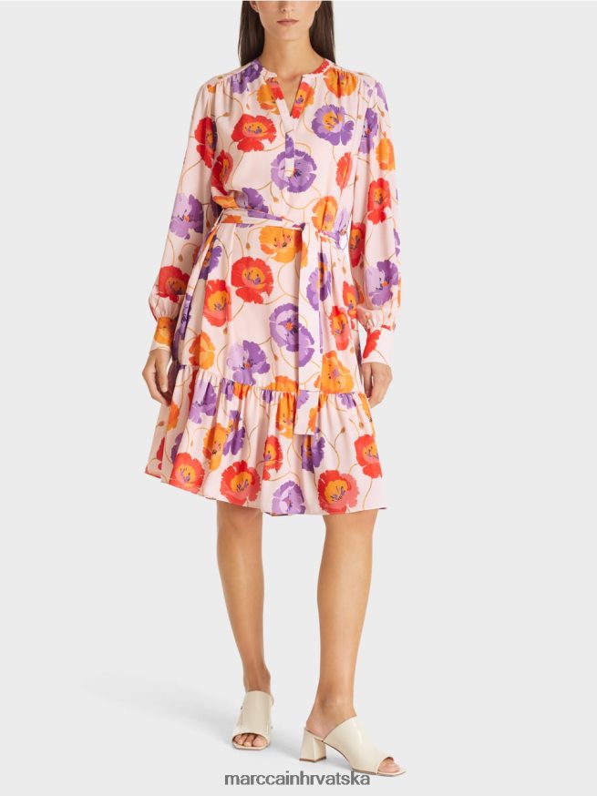 mandarina Marc Cain cvjetna haljina s volan korakom odjeća 4D66P4143