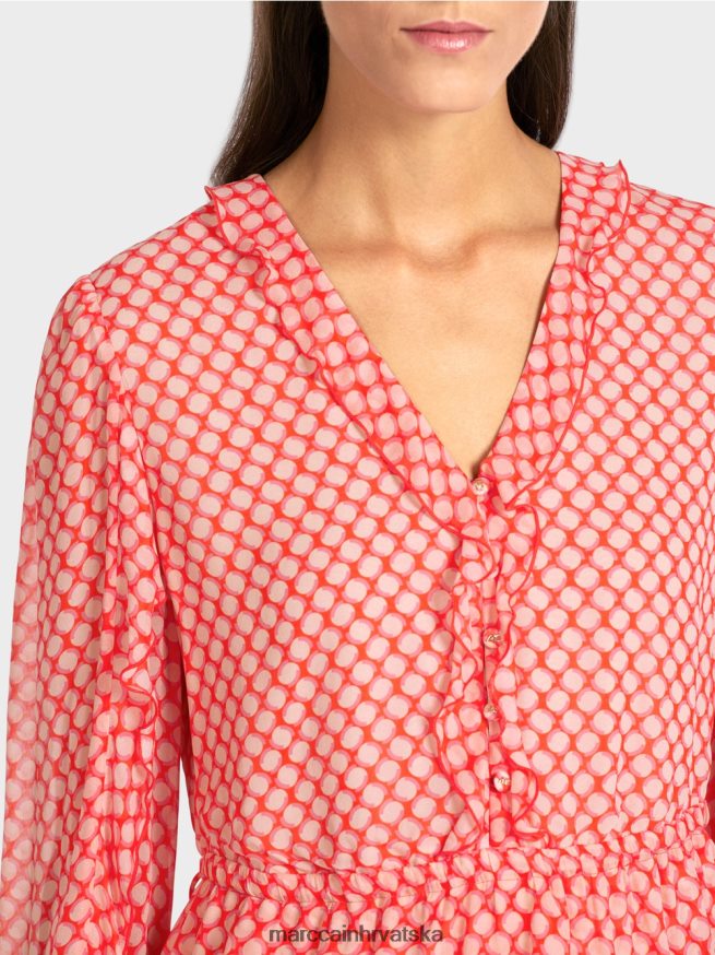 mandarina Marc Cain haljina s volanima u točkastom uzorku odjeća 4D66P4110