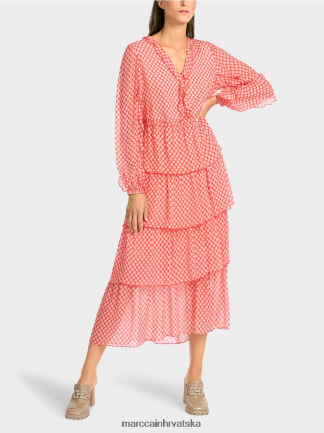 mandarina Marc Cain haljina s volanima u točkastom uzorku odjeća 4D66P4110