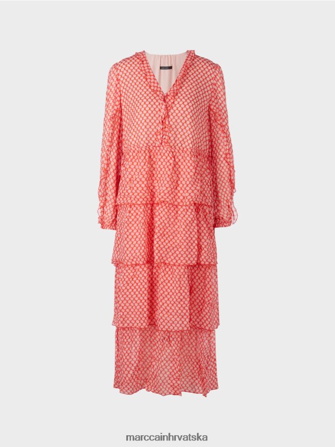 mandarina Marc Cain haljina s volanima u točkastom uzorku odjeća 4D66P4110