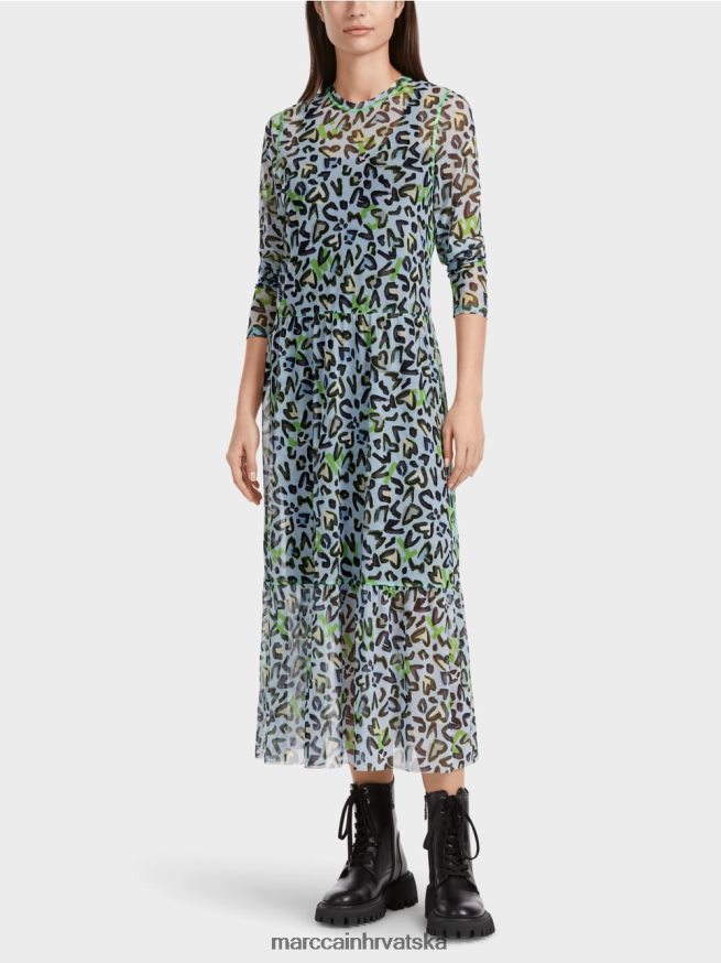 meka puderasto plava Marc Cain duga haljina sa suknjom na više razina odjeća 4D66P426