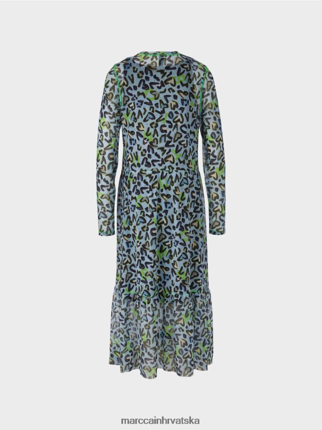 meka puderasto plava Marc Cain duga haljina sa suknjom na više razina odjeća 4D66P426