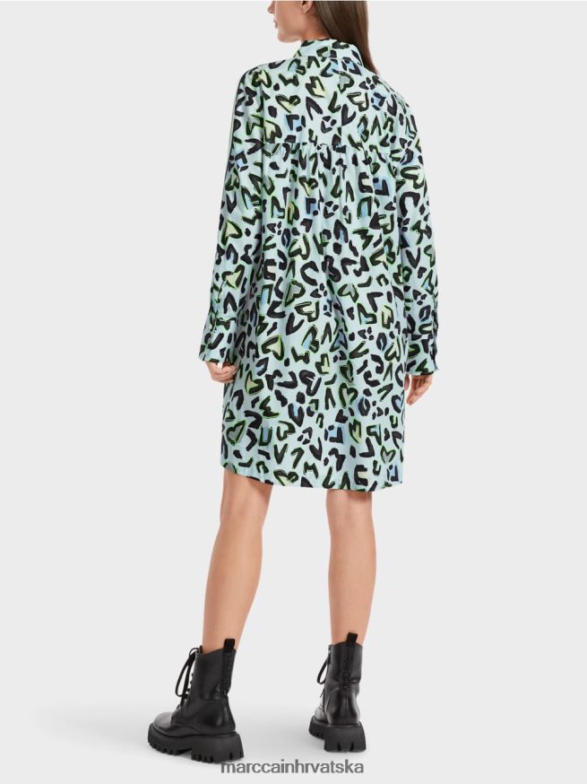 meka puderasto plava Marc Cain haljina košulje s okruglim izrezom 