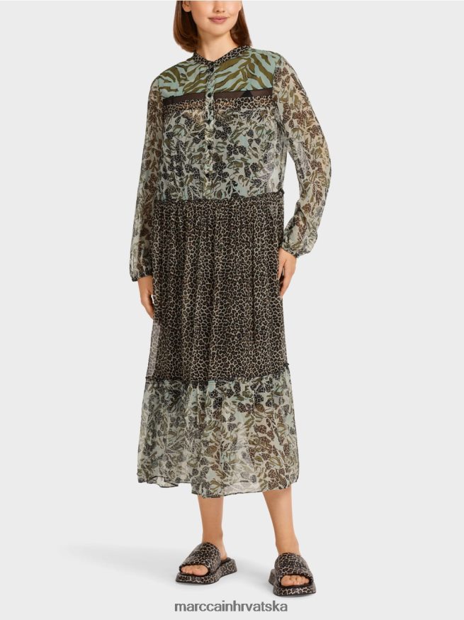 meki krovni prozor Marc Cain duga haljina na katove s mješavinom uzoraka odjeća 4D66P4114