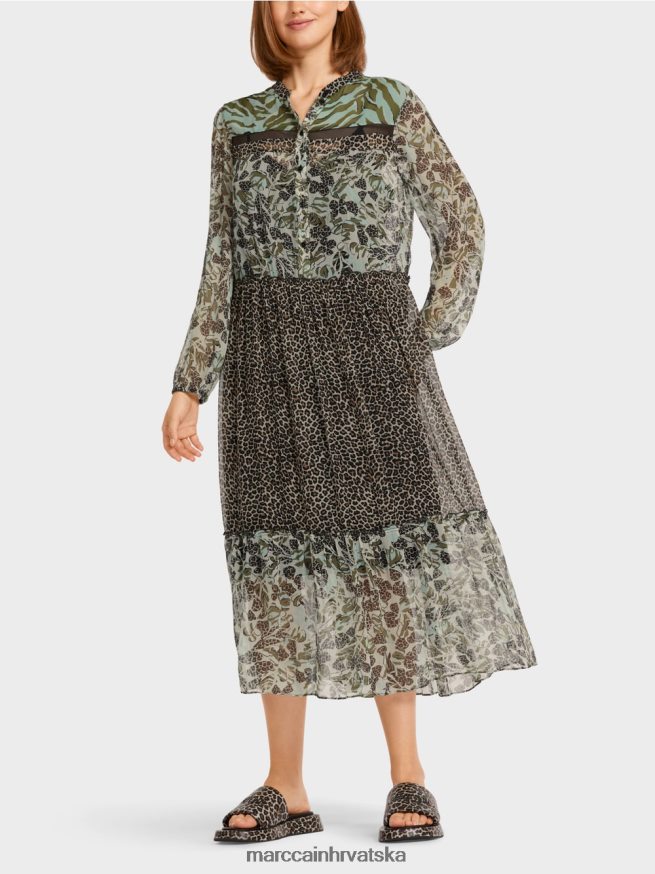 meki krovni prozor Marc Cain duga haljina na katove s mješavinom uzoraka odjeća 4D66P4114