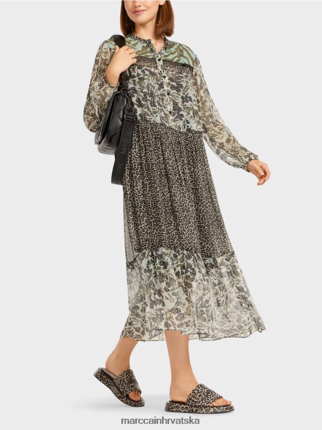 meki krovni prozor Marc Cain duga haljina na katove s mješavinom uzoraka odjeća 4D66P4114