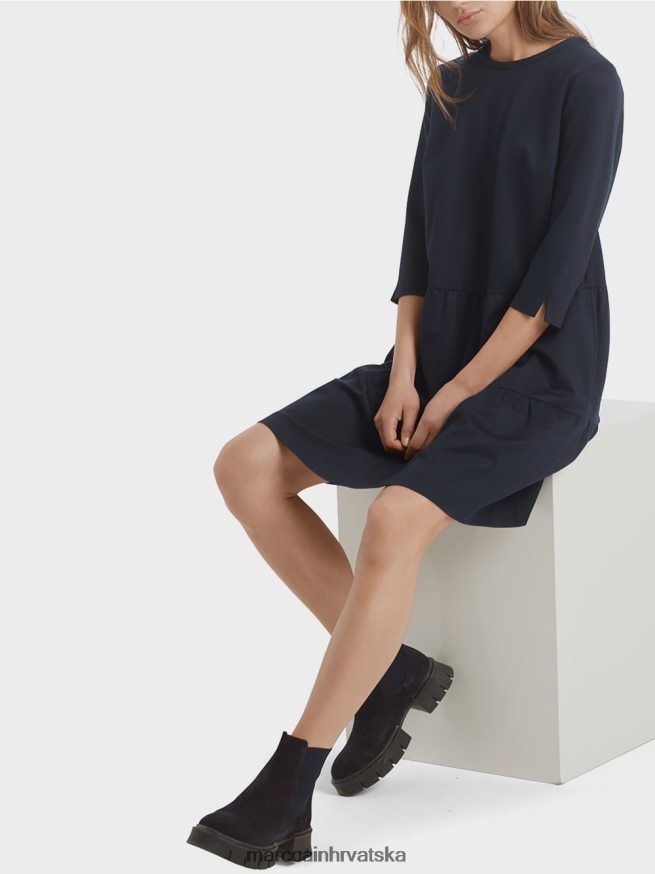 ponoćno plava Marc Cain haljina od žerseja s višestrukim volanima odjeća 4D66P4146