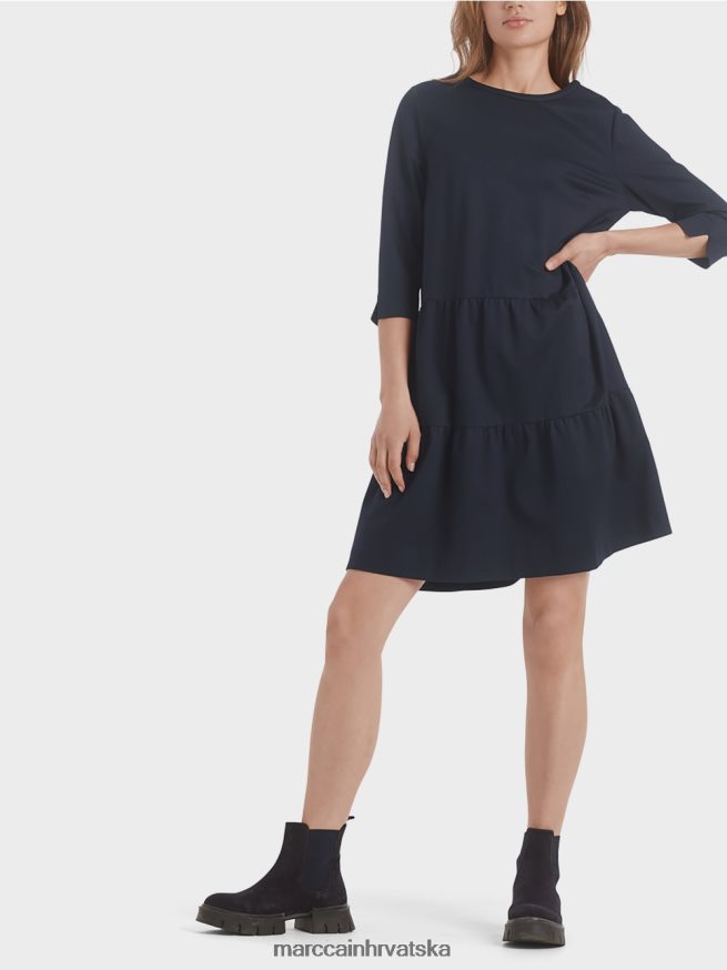 ponoćno plava Marc Cain haljina od žerseja s višestrukim volanima odjeća 4D66P4146