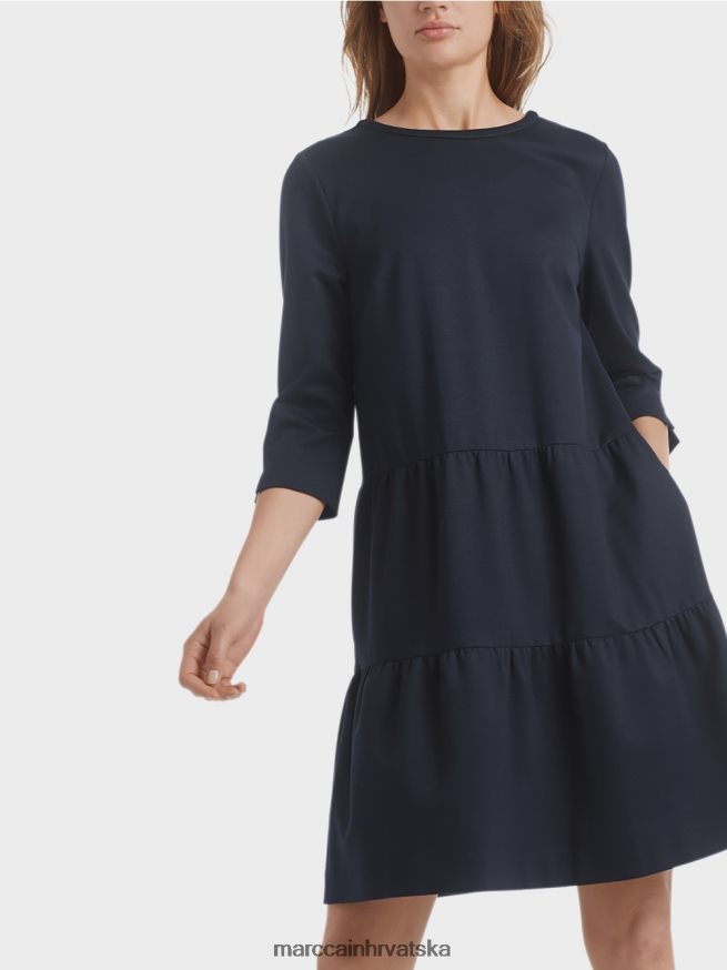 ponoćno plava Marc Cain haljina od žerseja s višestrukim volanima odjeća 4D66P4146