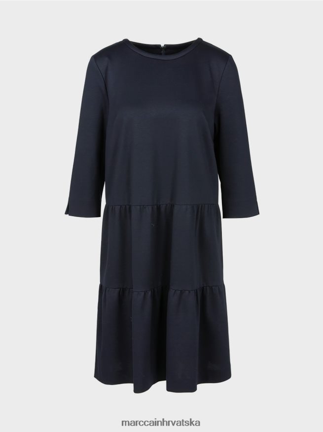 ponoćno plava Marc Cain haljina od žerseja s višestrukim volanima odjeća 4D66P4146