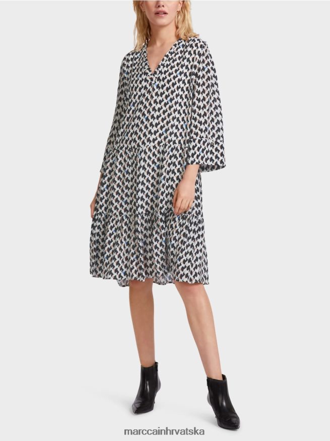 ponoćno plava Marc Cain haljina s printom i volanima odjeća 4D66P453