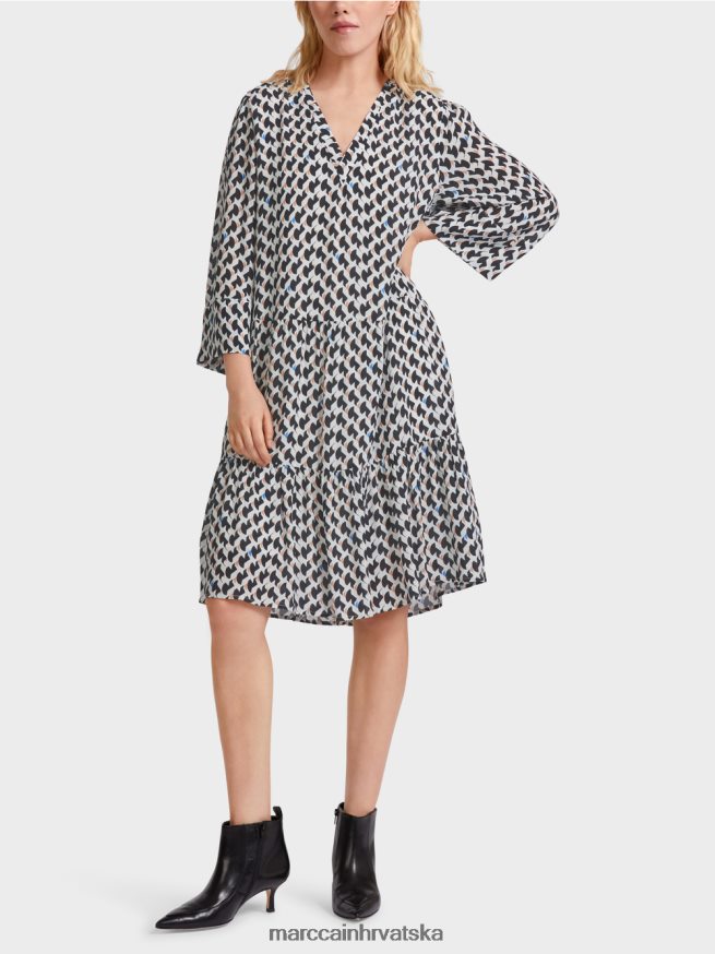 ponoćno plava Marc Cain haljina s printom i volanima odjeća 4D66P453