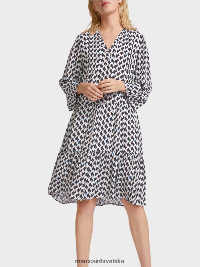 ponoćno plava Marc Cain haljina s printom i volanima odjeća 4D66P453