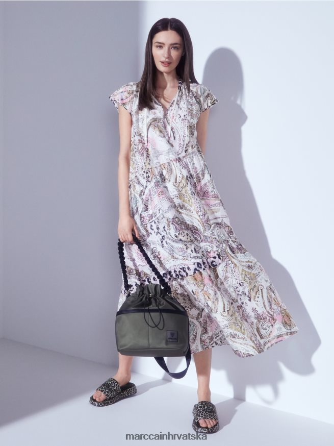 prljavo bijela Marc Cain haljina s asimetričnim slojevima odjeća 4D66P498