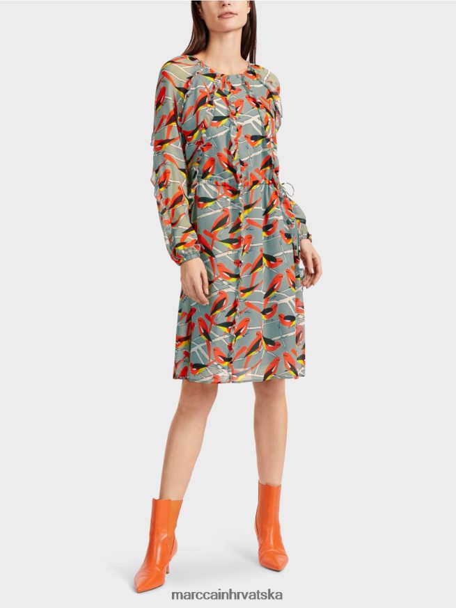 tamno nebesko plavo Marc Cain haljina s ptičjim dizajnom odjeća 4D66P444