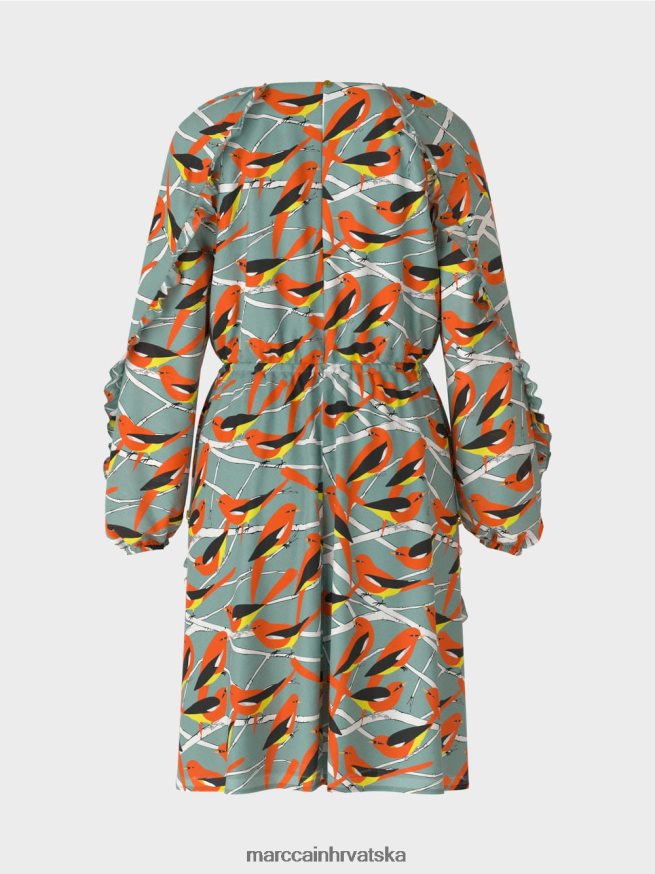 tamno nebesko plavo Marc Cain haljina s ptičjim dizajnom odjeća 4D66P444