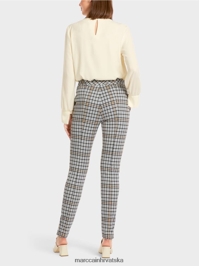 atmosferski plava Marc Cain karirane hlače s pasovima sa strane odjeća 4D66P4735