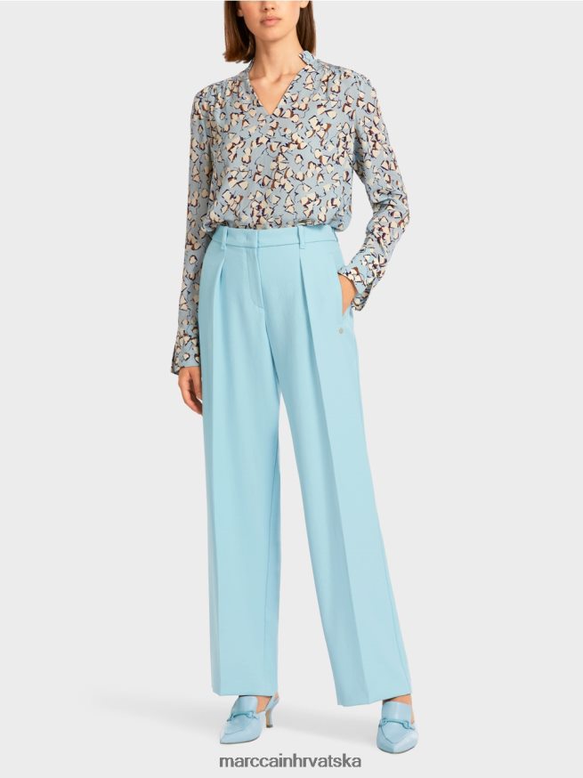 atmosferski plava Marc Cain lagane hlače s prešanim naborima odjeća 4D66P4734