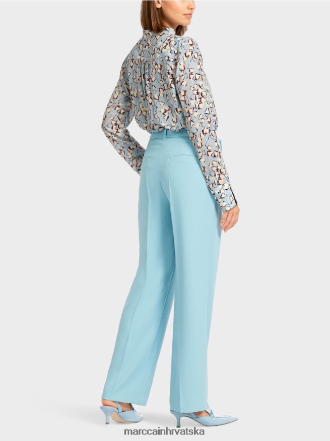 atmosferski plava Marc Cain lagane hlače s prešanim naborima odjeća 4D66P4734