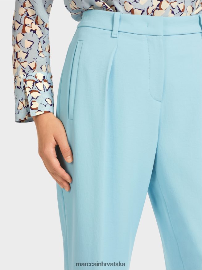 atmosferski plava Marc Cain lagane hlače s prešanim naborima odjeća 4D66P4734
