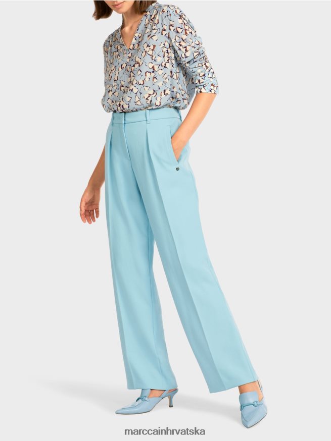 atmosferski plava Marc Cain lagane hlače s prešanim naborima odjeća 4D66P4734